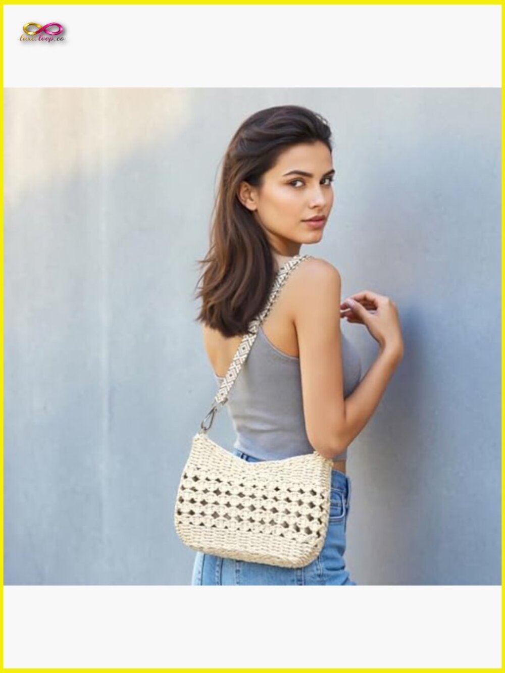 Handmade Straw Woven Crossbody Bag Hobo Shoulder Purse Summer Beach Boho - Picture 2 of 7